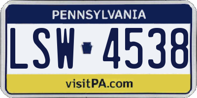 PA license plate LSW4538