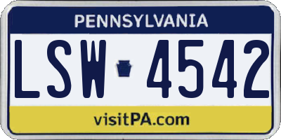 PA license plate LSW4542