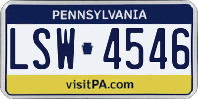 PA license plate LSW4546