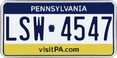 PA license plate LSW4547