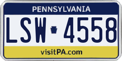 PA license plate LSW4558