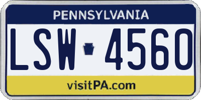 PA license plate LSW4560