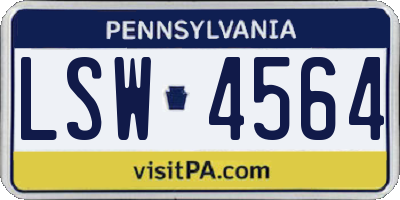 PA license plate LSW4564