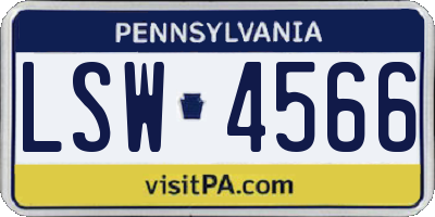 PA license plate LSW4566