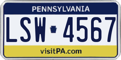 PA license plate LSW4567