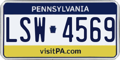 PA license plate LSW4569