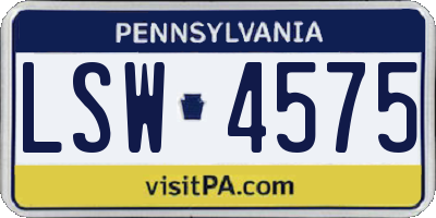 PA license plate LSW4575