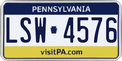 PA license plate LSW4576