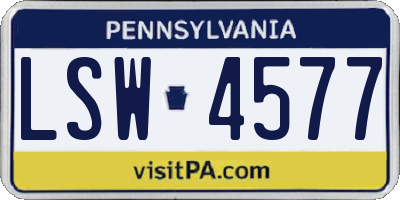 PA license plate LSW4577