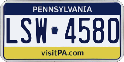 PA license plate LSW4580