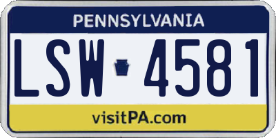 PA license plate LSW4581