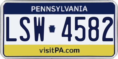 PA license plate LSW4582