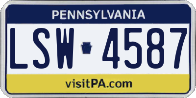 PA license plate LSW4587