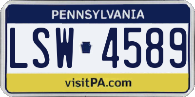 PA license plate LSW4589