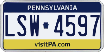 PA license plate LSW4597
