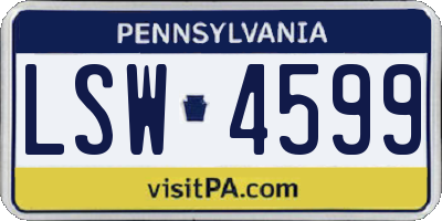 PA license plate LSW4599