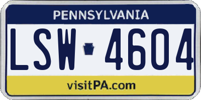PA license plate LSW4604