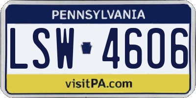 PA license plate LSW4606