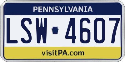 PA license plate LSW4607