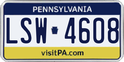 PA license plate LSW4608