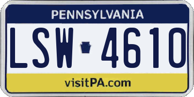 PA license plate LSW4610