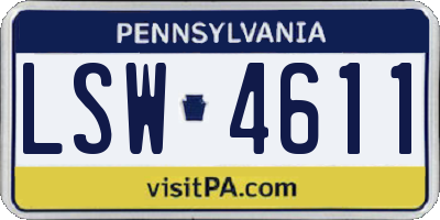PA license plate LSW4611