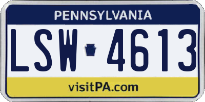 PA license plate LSW4613