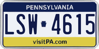 PA license plate LSW4615