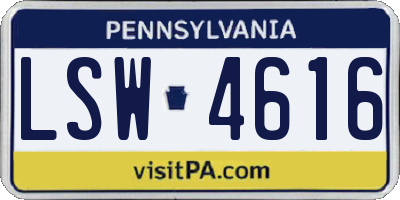 PA license plate LSW4616