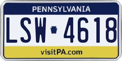 PA license plate LSW4618