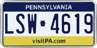 PA license plate LSW4619