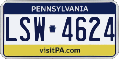 PA license plate LSW4624