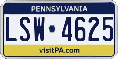 PA license plate LSW4625
