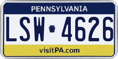PA license plate LSW4626