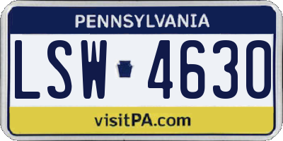 PA license plate LSW4630