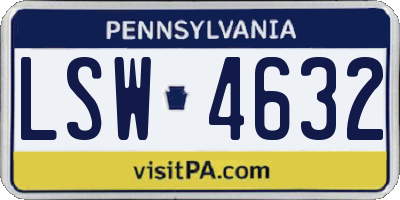 PA license plate LSW4632