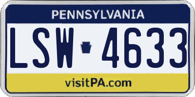 PA license plate LSW4633