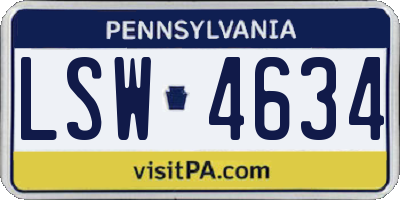 PA license plate LSW4634