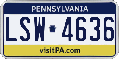 PA license plate LSW4636