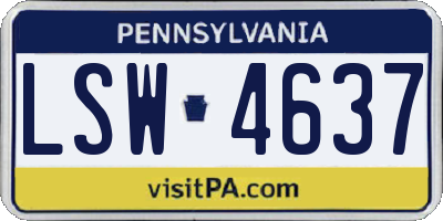 PA license plate LSW4637