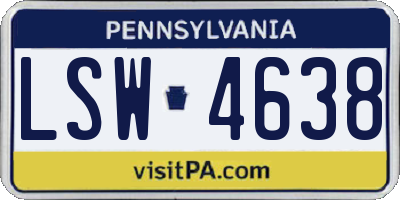 PA license plate LSW4638