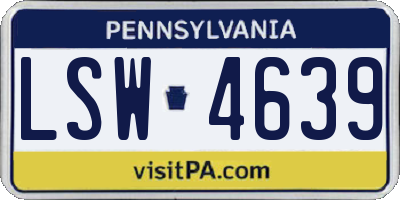 PA license plate LSW4639