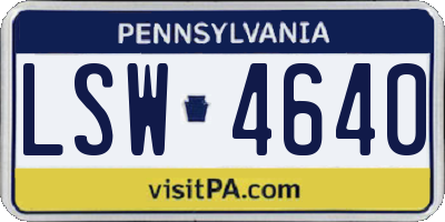 PA license plate LSW4640