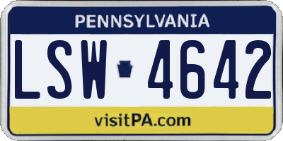 PA license plate LSW4642