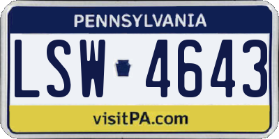 PA license plate LSW4643