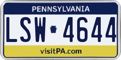 PA license plate LSW4644