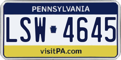 PA license plate LSW4645