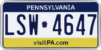 PA license plate LSW4647