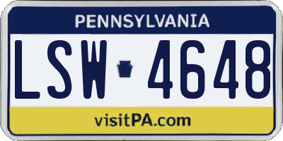 PA license plate LSW4648