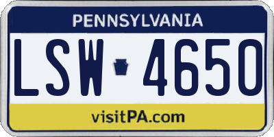 PA license plate LSW4650